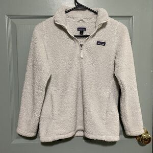 Patagonia Los Gatos 1/4 Zip Size Large L Youth 12 White Fleece Jacket Pullover